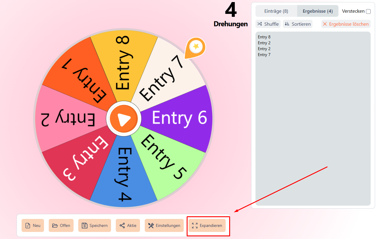 Full screen view in wheelspinnerx