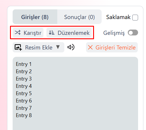 sort & shuffle entries in wheelspinnerx