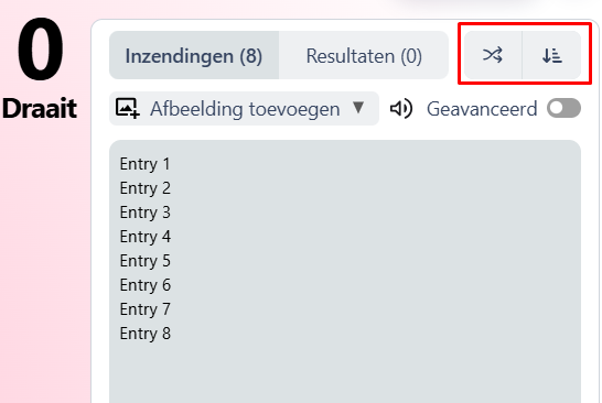 sort & shuffle entries in wheelspinnerx