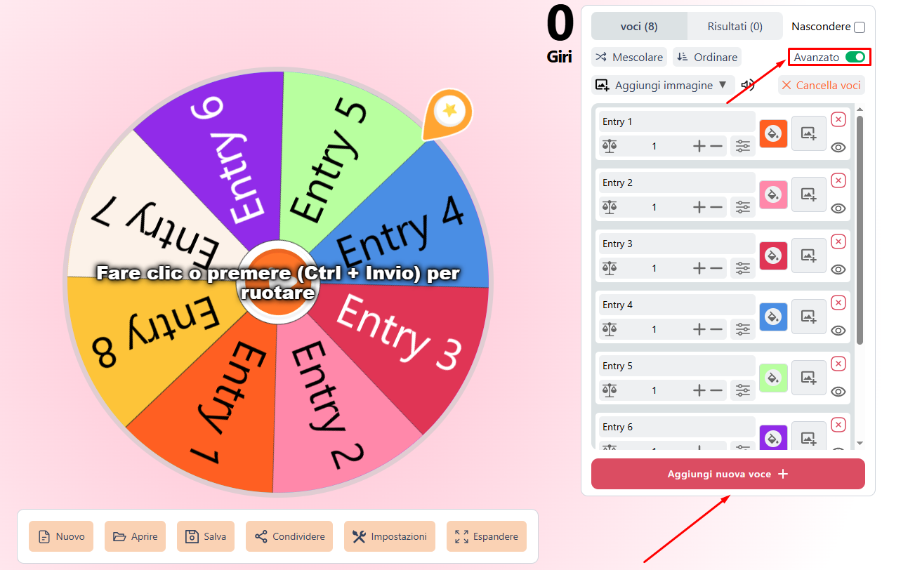 Add entries in wheelspinnerx