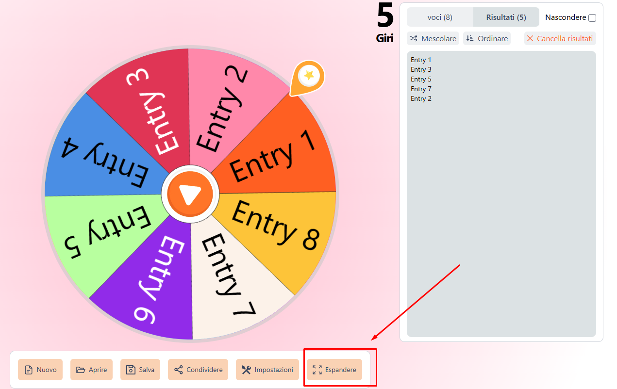 Full screen view in wheelspinnerx